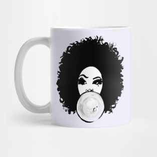 Curlyfro Girl Bubble Gum Natural Hair Black T-Shirt/Tee Mug